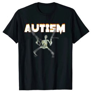 Autisme squelette Meme T-Shirt humour drôle crâne imprimé Halloween Costume cadeaux sensibilisation à l'autisme neurodivergent graphique Tee Top 240115