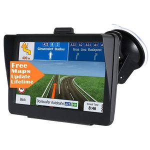 7 Inch GPS Navigator with Sunshade, Quad Core Truck Sat Nav with Bluetooth, Route Finder with Lifetime Map Updates