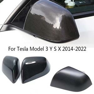 Piezas de automóvil, cubierta de espejo retrovisor, fibra de carbono Real seca, cubierta para espejos retrovisores exteriores de coche, tapas laterales para Tesla Model 3 Y S X