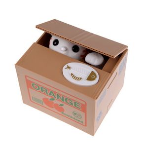 Caja de dinero automatizada con forma de gato blanco, divertida alcancía para monedas, lindo gato, come dinero, alcancía, gato Súper adorable creativo