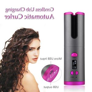 FreeShipping Rizador de pelo automático Auto Cerámica Rizador inalámbrico Plancha para el cabello Pinzas para ondas de playa Ondas de hierro Varita para rizar Rizador de aire USB Cor Dgeu