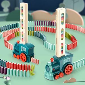 Mega Building Blocks Brick Sets Train Car Set Sound Light Kids Colorful Plastic Dominoes Blocks Game Toys for Kids