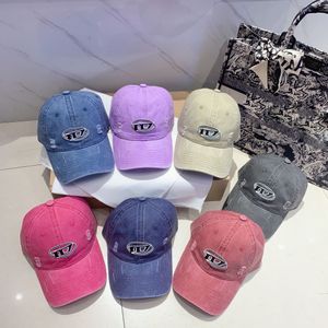 Automne et été Fashion Candy Color Designer Ball cap Couple Outdoor Vacation Sports Water Wash and Wear Old Craft Pattern Broderie casquette