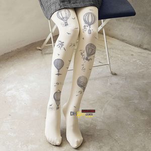 Calcetines de otoño e invierno, pantimedias para mujer, globo de pájaro volador, pantalones inferiores antienganche, estampado de seda, venta al por mayor