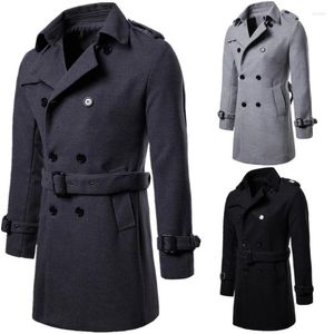 Manteau Long en tissu de laine pour homme, grande taille, pardessus noir et gris, tailles S-xxl, Trench, automne et hiver 2022