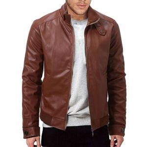 Automne et hiver hommes d'affaires chaud Cardigan à fermeture éclair veste en cuir PU col montant veste en cuir coupe ajustée pour hommes