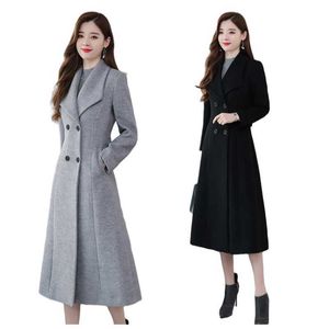 Abrigo clásico de otoño e invierno con un solo pecho y bolsillo para mujer, abrigo Formal para mujer, gabardina larga