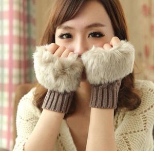 Gants chauds d'automne et d'hiver pour femmes, demi-doigt en peluche, gants tricotés épais, sans doigts, pour écran tactile, WY1442