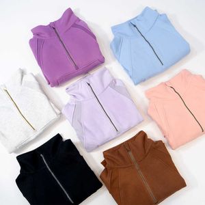 Otoño e invierno yoga con cremallera sudadera con capucha traje de buceo diseñador sudadera con capucha para mujer diseñador de moda cremallera terry mans sudaderas con capucha de color rosa ropa corta suelta deportes mitad