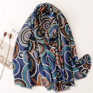 Autumn Fashion Women Viscose Bufand Círculo Colorado Kaleidoscope Floral grueso Hijab Shawls y envolturas Foulard ECHARPE MUSLIM SJAAL