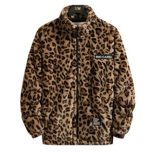 Chaqueta de leopardo de otoño para hombres y mujeres, prendas de vestir exteriores holgadas suaves, abrigo con capucha y cremallera de calle a la moda, ropa para hombre y mujer de talla grande 4XL 211013