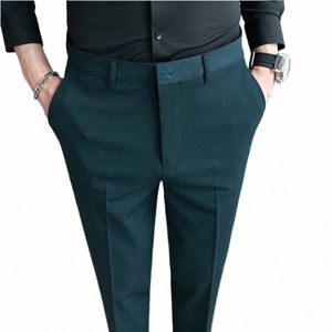 Otoño para hombre Fi pantalones bordados coreano Busin Dr traje sólido pantalón formal Oficina Social Slim Fit pantalones de traje casual Y0xH #