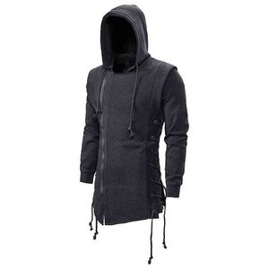 Automne nouveaux hommes sweats à capuche décontracté solide à manches longues à capuche Slim Fit Assassin's Creed foncé à capuche veste ample manteaux