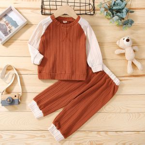 Automne enfant en bas âge nouveau-né bébé garçons à manches longues épissage pull tricoté infantile côtelé pantalons décontractés tenues G1023