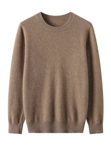 Otoño Invierno 100% Pure Merino Wool Jersey Suéter Hombres O-cuello de manga larga Cachemira Prendas de punto Ropa Tops básicos 240202