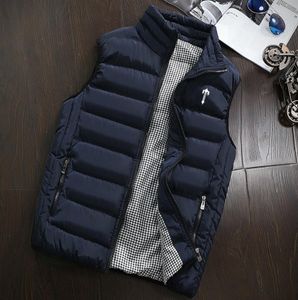 Chaleco de plumón para hombre de otoño e invierno, chaleco sin mangas con estampado de lujo, chaqueta de talla grande de algodón, marca ligera y cálida delgada