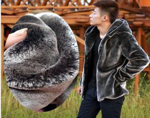 Automne Hiver Mens Faux Fur Mink Mink Courte à capuche Gris Gris Pluffie Meuffy Malen