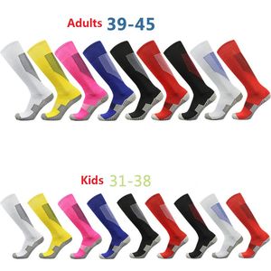 Chaussettes de Football antidérapantes respirantes, chaussettes d'extérieur pour enfants et adultes, couleur barbe à papa, automne hiver printemps