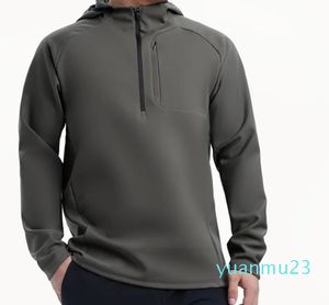 Costume de Yoga pour hommes, sweat à capuche, demi-fermeture éclair, pull de sport, ample, veste de gymnastique, Fitness, manteau court en peluche, automne et hiver