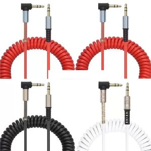 Cables auxiliares Cable de audio de resorte de ángulo de 90 grados chapado en oro para auriculares iphone samsung htc mp3