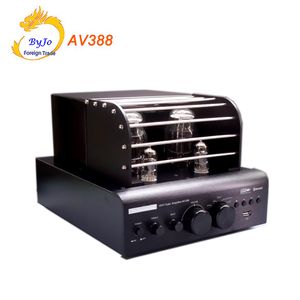 AV388 Amplificador de audio estéreo de tubo de vacío Bluetooth 35w + 35w USB MP3 Play BASS Salida de audio 2.1 Amplificador de tubo