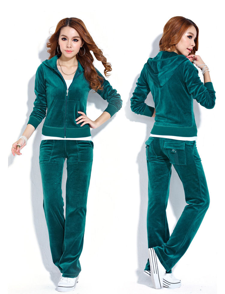 Online Cheap Womens Velour Hoodie+Pant Tracksuit Sport Yoga Running