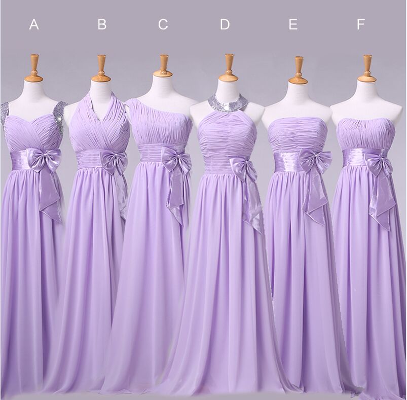 2015 Cheap In Stock Chiffon Lilac Bridesmaid Dresses For Wedding Guest Plus Size Sequins Beads