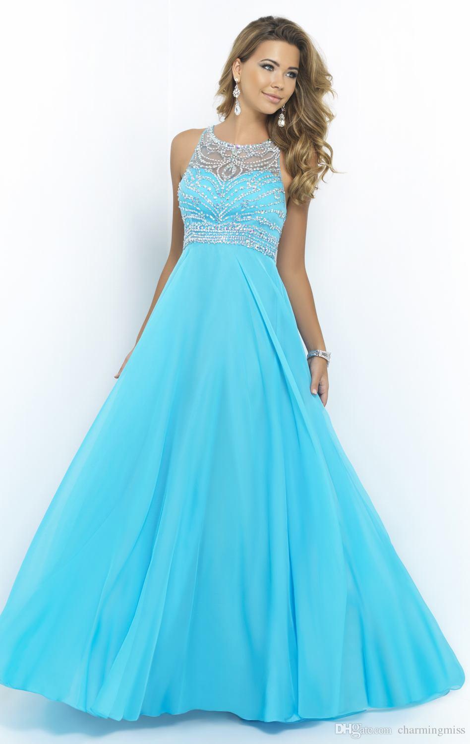 99 In Stock ! Fast Shipping Elegant Royal Blue Chiffon A Line Prom