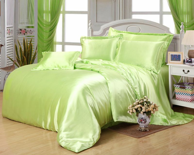 Sapphire Blue Solid Color Bedding Sets Imitated Silk Duvet Cover Sheet