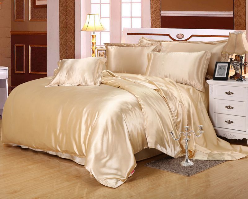 Sapphire Blue Solid Color Bedding Sets Imitated Silk Duvet Cover Sheet