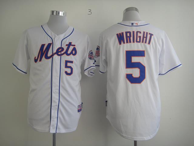 Online Cheap Cheap New York Mets #5 Wright Mens Baseball Jerseys White Orange Blue Embroidery ...