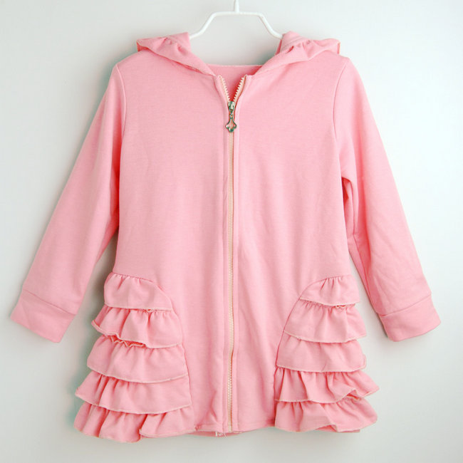 2017 2016 Girls Clothes Princess Zip Ruffle Hooded Jacket Baby Girl