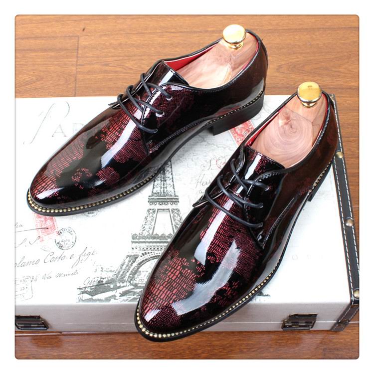 Luxury Fashion Men'S Black Dress Shoes Patent Leather Special Designer Pattern Qshoes Leisure