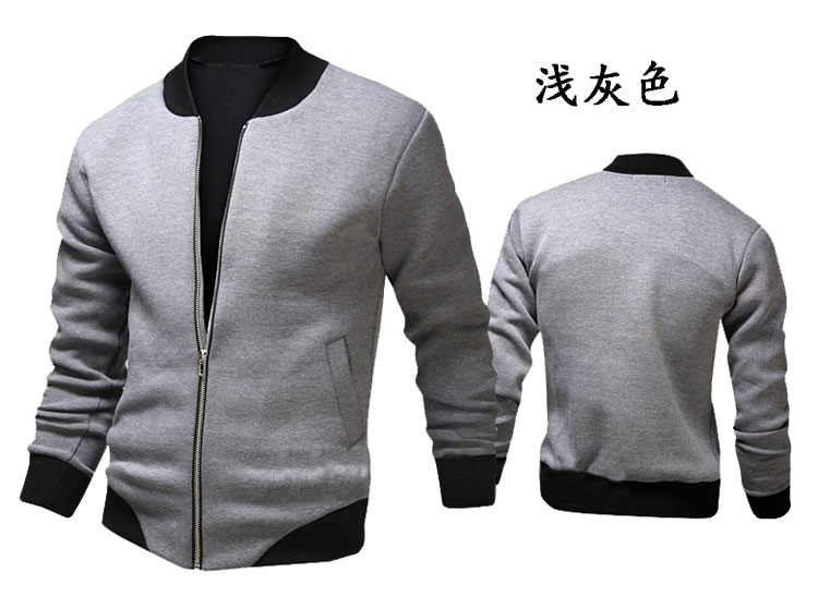Fashion Mens Black Grey Bomber Jacket Long Sleeve Zip Up Casual Coat