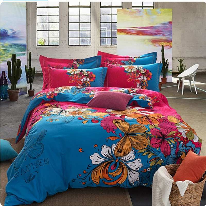 100 Sanded Cotton Fabric Bohemia/Boho Duvet Cover Set,Winter Warm