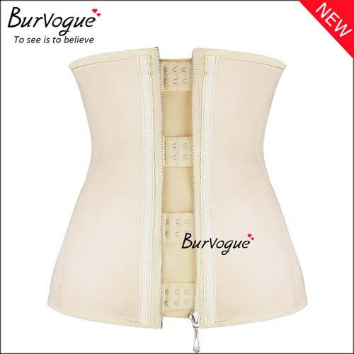 2017 Latex Zip And Hook Steel Bone Underbust Corsets New Black Slip