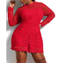 2017 2016 Sexy Lace Clubwear Bodycon Party Playsuit Jumpsuit Romper Dress Plus Size Long Sleeve 