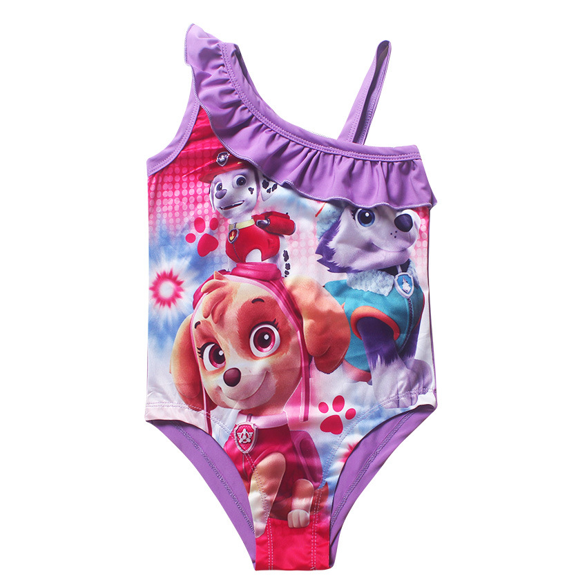 2017 Dog Paw Girls One Piece Swimsuits Kids Patrol Cartoon Swimwear