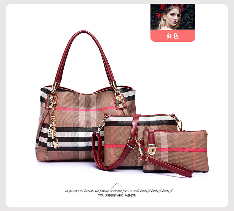 Wholesale Fashion Handbags Designer Tote Bags 2016 Newest European Plaid Stripe Three Piece ...