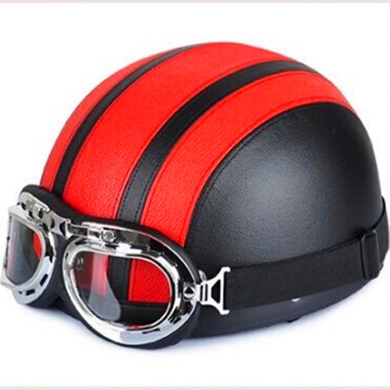 ! Pu Leather Motorcycle Helmets Bike Bicycle Helmets Retro Vintage