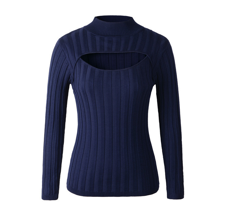 2017 Japanese Women Fashion Sexy Anime Keyhole Striped Sweater Turtleneck Knit Pullovers Lovely