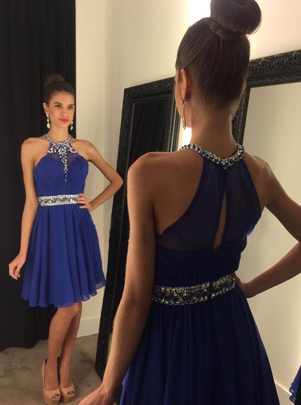 2016 New Cheap Burgundy Royal Blue Mint Cocktail Dresses Jewel Neck