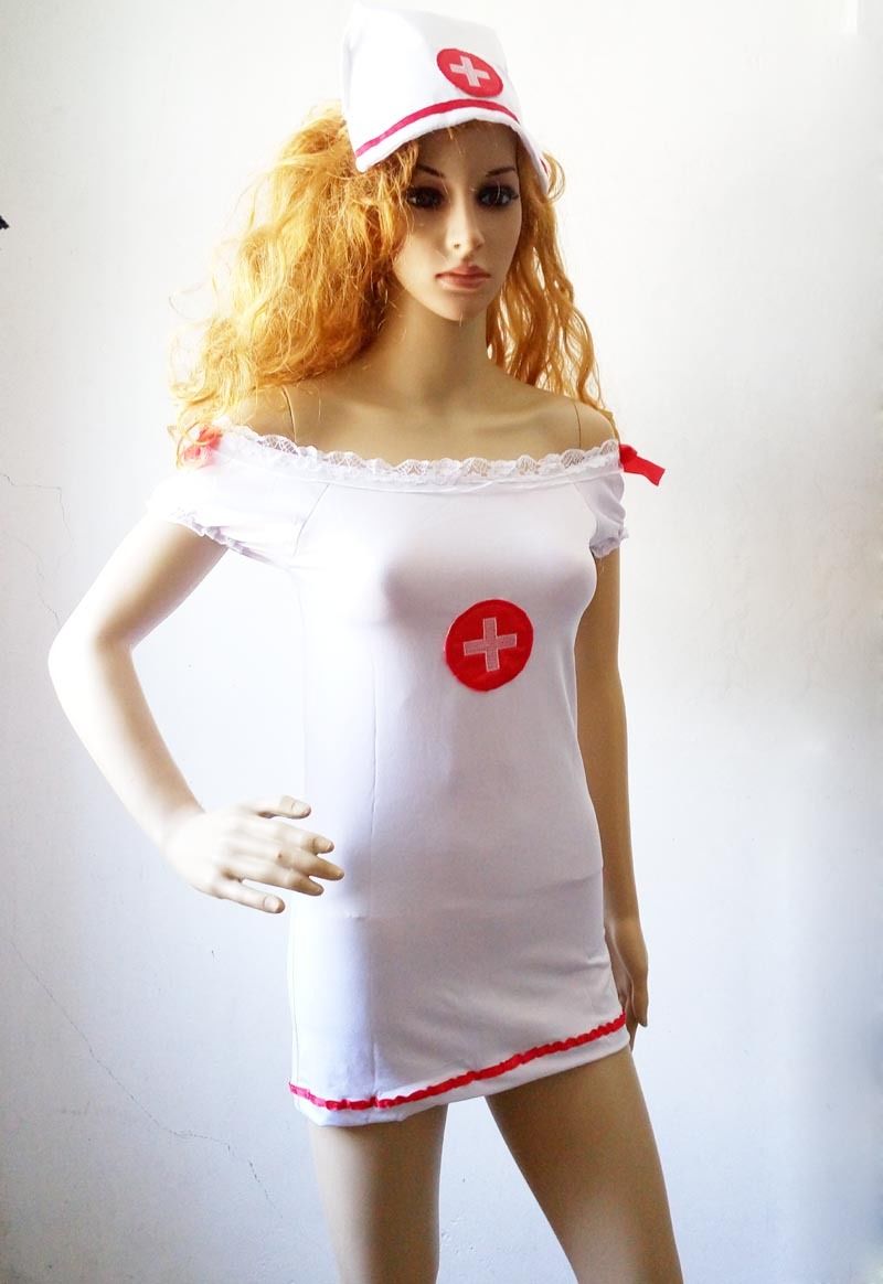 2016 New Hot Sexy Naughty Nurse Role Play Lace Off The Shoulder Mini