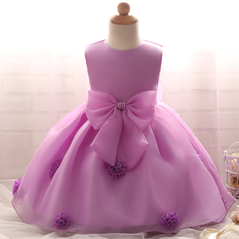 2017 1 Year Old Baby Girl Dress Vintage Princess Big Bow Ball Gown