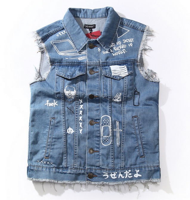 2017 High Quality New Fashion Motorcycle Men Vest Waistcoat Punk Hip