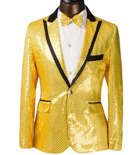 yellow sequin suit