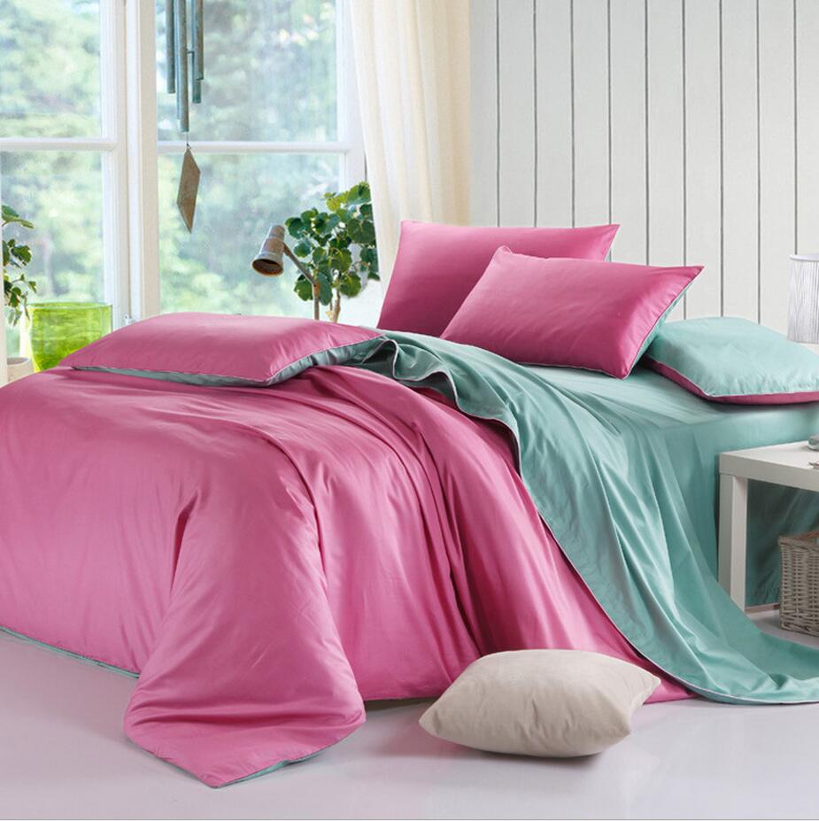 Modern Design Solid Color Blue&Gray Queen King Size Bedding Set Home