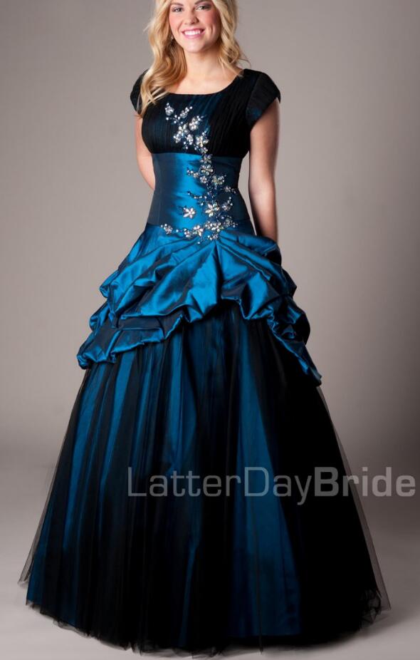 Royal Blue Black High Low Modest Prom Dresses Short With Cap Sleeves Beaded Lace Appliques Short 