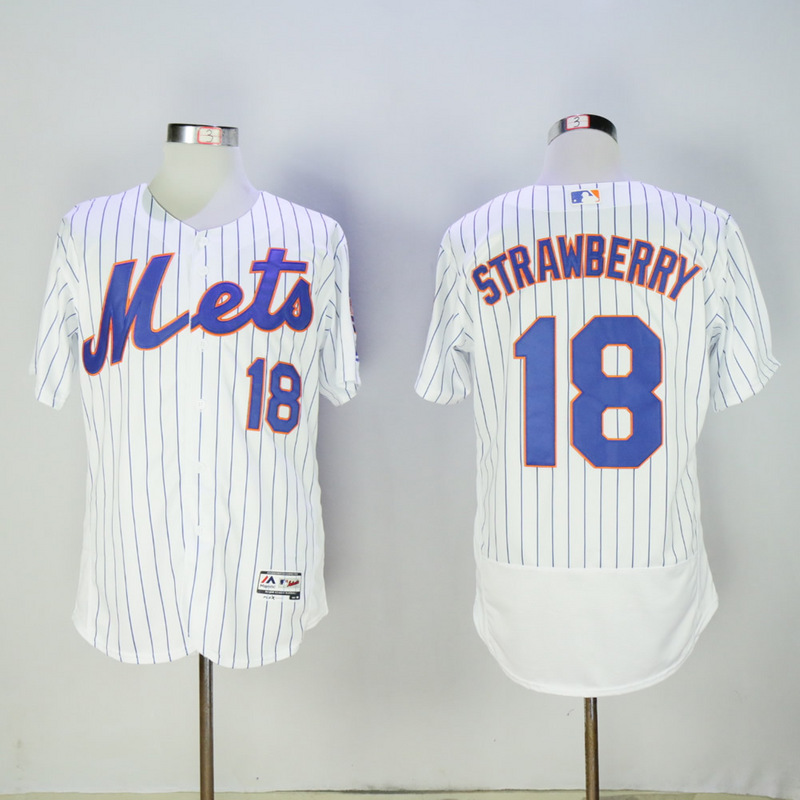 2017 Retro New York Mets #18 Darryl Strawberry 1983 1985 1986 1987 Throwback White Pinstripe ...