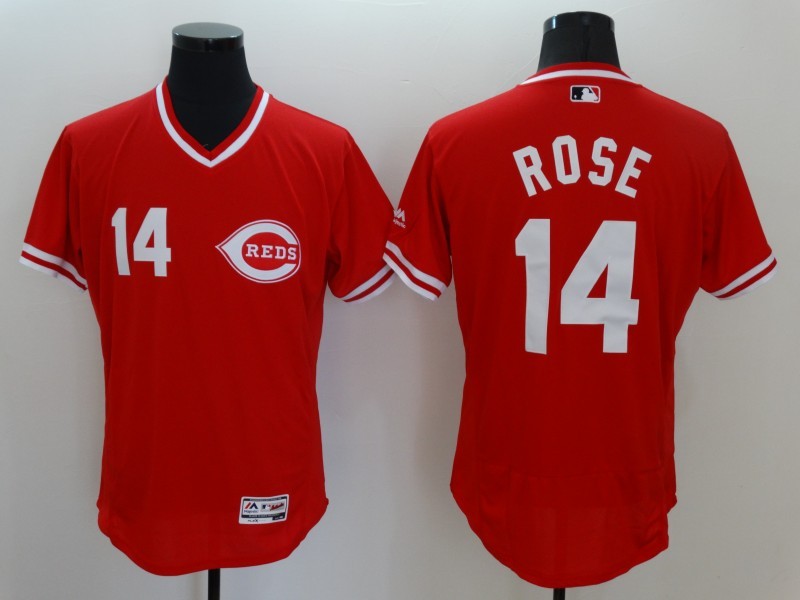 2017 Cincinnati Reds 14 Pete Rose Jersey Flexbase Vintage Throwback Pullover White Grey Red Cool 